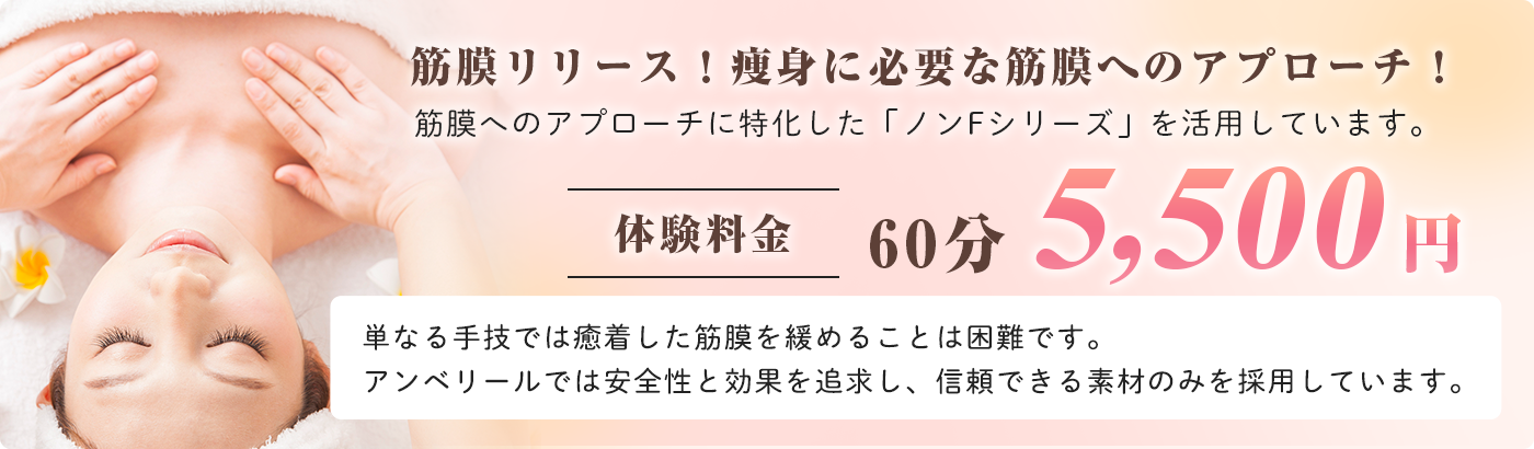 筋膜リリース！痩身に必要な筋膜へのアプローチ！ 筋膜へのアプローチに特化した「ノンFシリーズ」を活用しています。